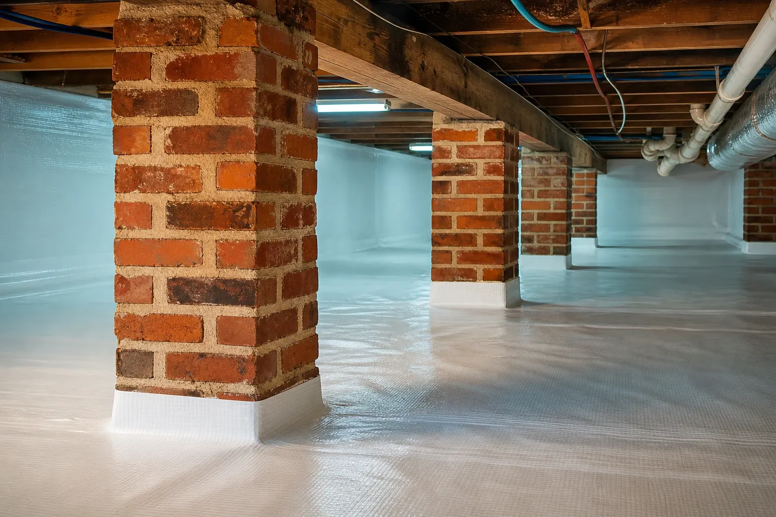 Wrapped brick piers
