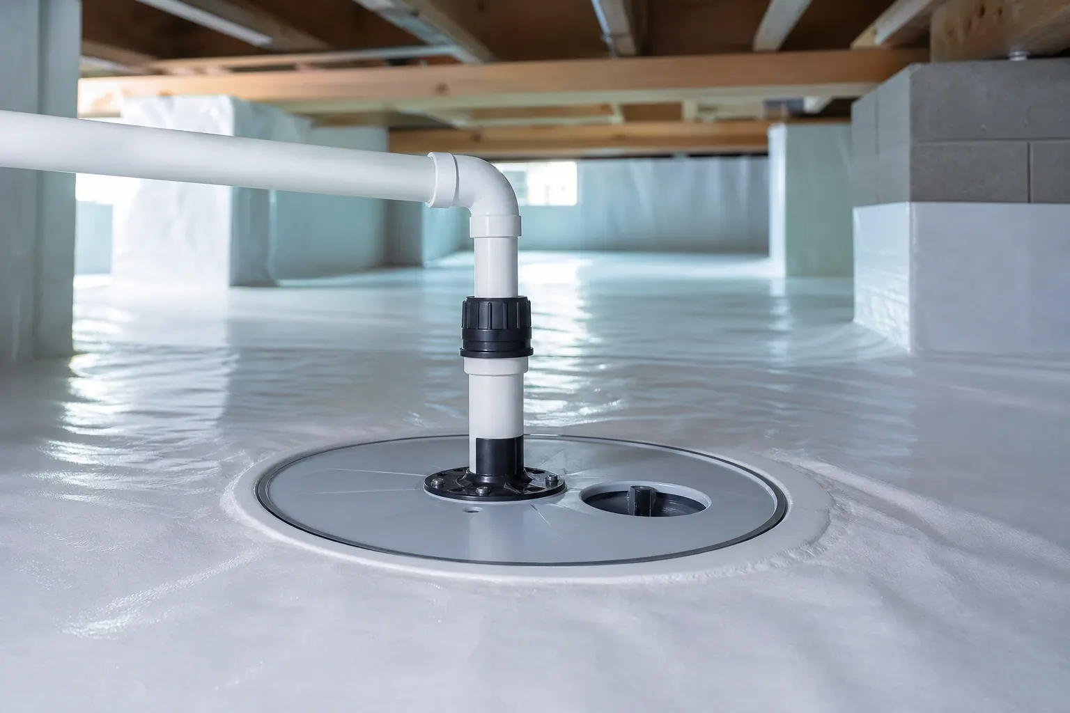 Sump basin, lined floor
